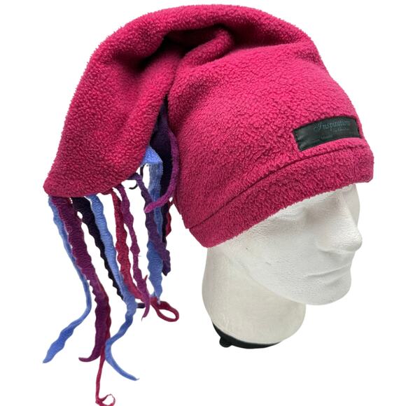 Vintage 90s Long Tail Fleece Beanie Ski Snowboard Hat Cap Jester Dunce Tassels - Picture 1 of 8